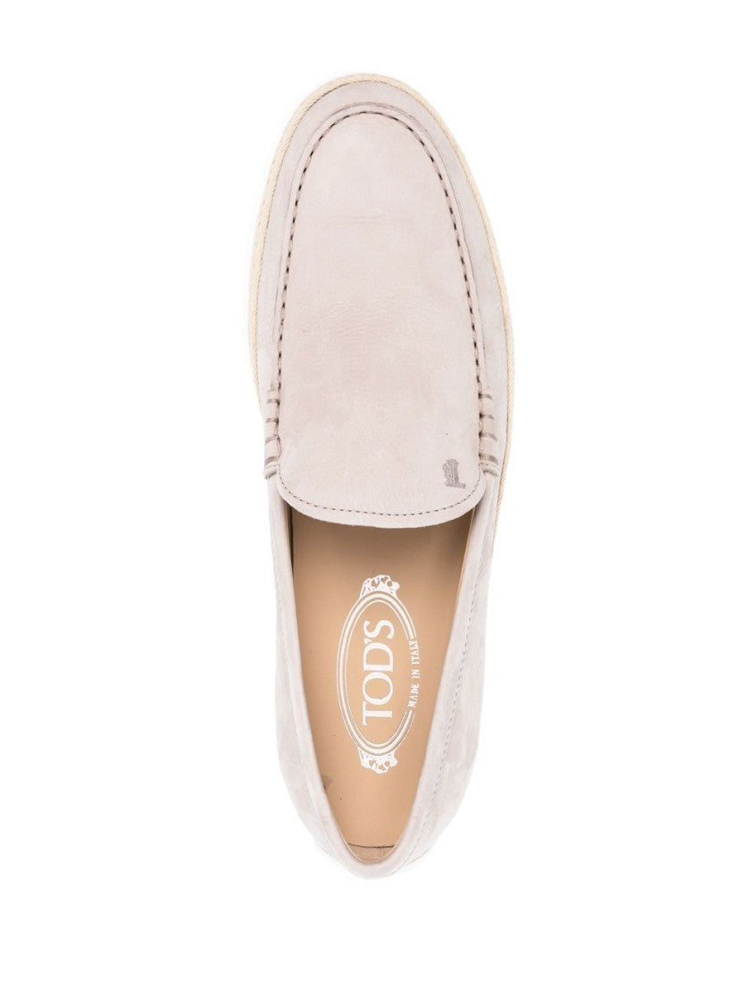 Tod's Slip-On Almond Toe Shoes With Embroidered Logo