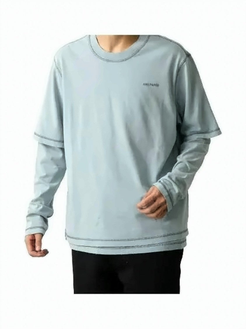 Ami Paris Layered Design Long-Sleeve Tee With Unique Overlay