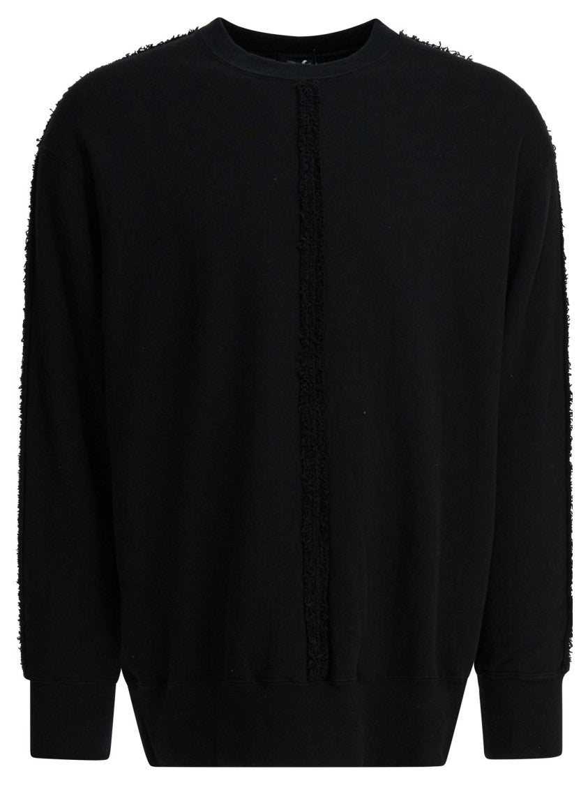 Comme Des Garçons Cotton Crewneck Sweatshirt With Textured Center Line Detail