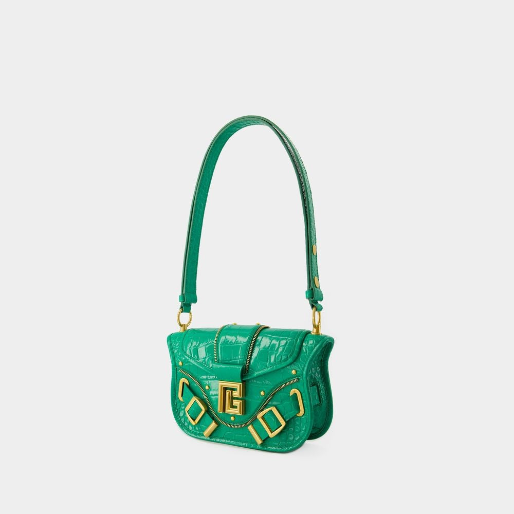 Balmain Blaze Shoulder Bag - Leather - Green