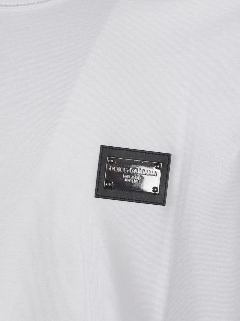 Dolce & Gabbana Black Minimalist Metallic Plaque T-Shirt