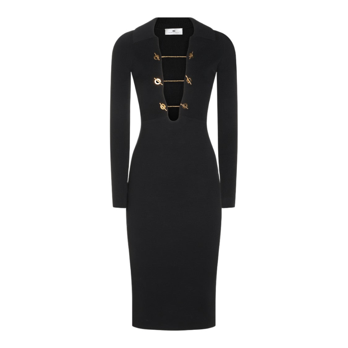 form fitting midi dress Elisabetta Franchi Womans Jumper dress, Women's, Size: 14, Nero Make a statement with Color:Black Reflective 4th of july collection The “Perfect” Little Black
