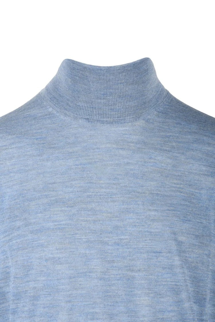Filippo De Laurentiis Light Blue Merino Wool Men's Turtleneck