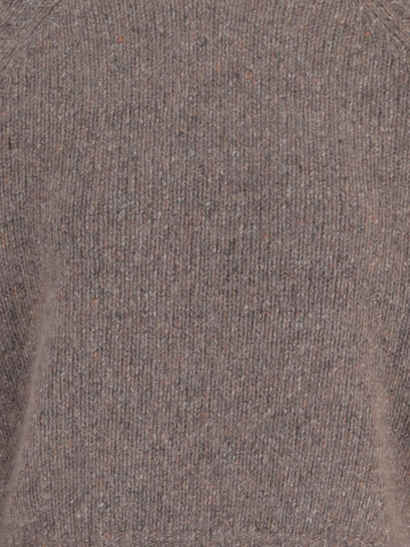 Allude Beige Knit Pattern Ribbed Cuffs Cashmere Sweater