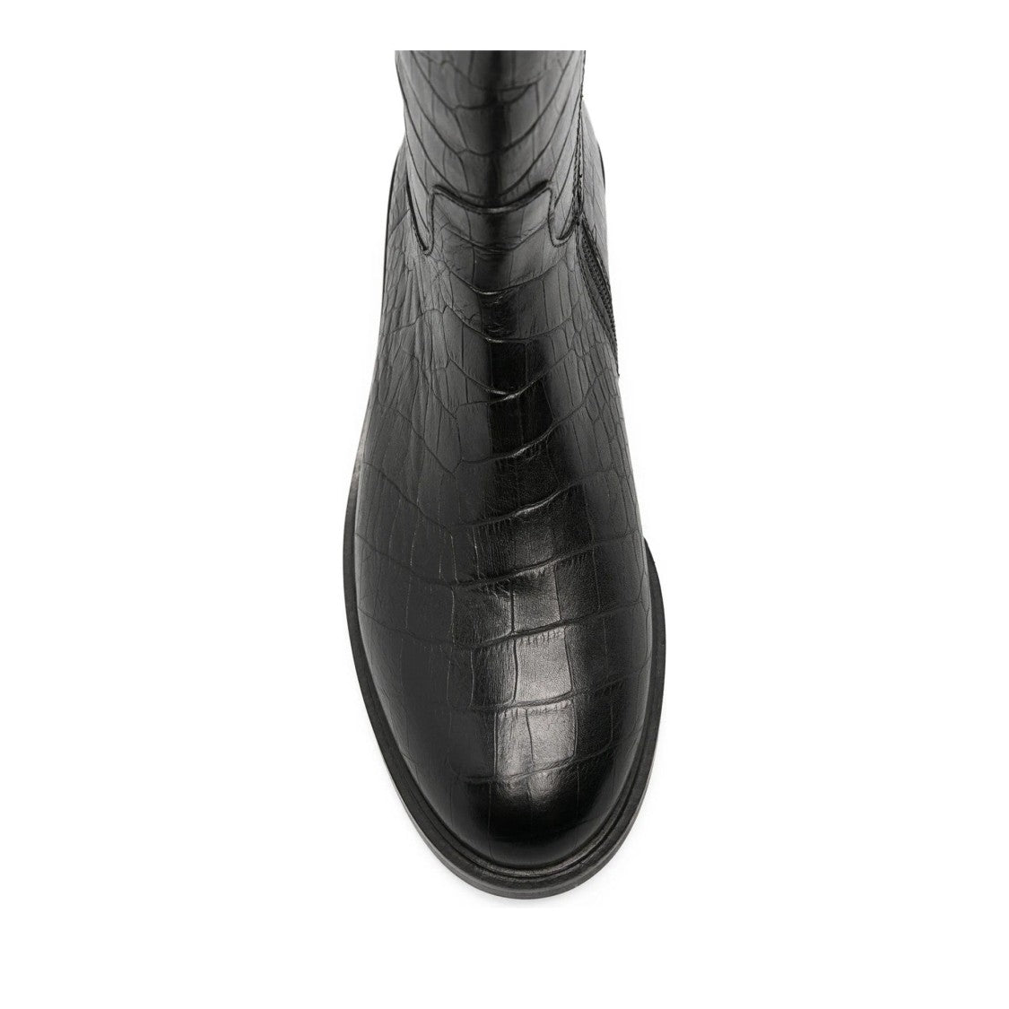 Adrianna Feretti Black Textured Side Zipper Leather Boots