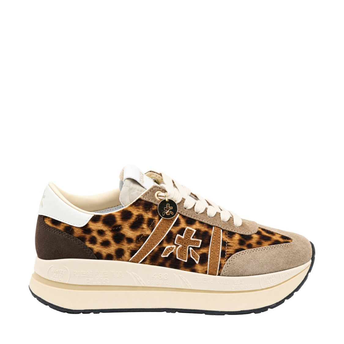 Premiata Leopard Print Suede Platform Sneakers