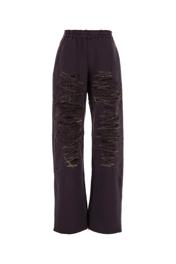 Mm6 By Maison Margiela Aubergine Cotton Joggers