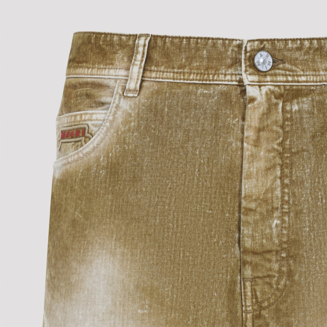 Marni Brown Washed Cotton Jeans With Adjustable Strap