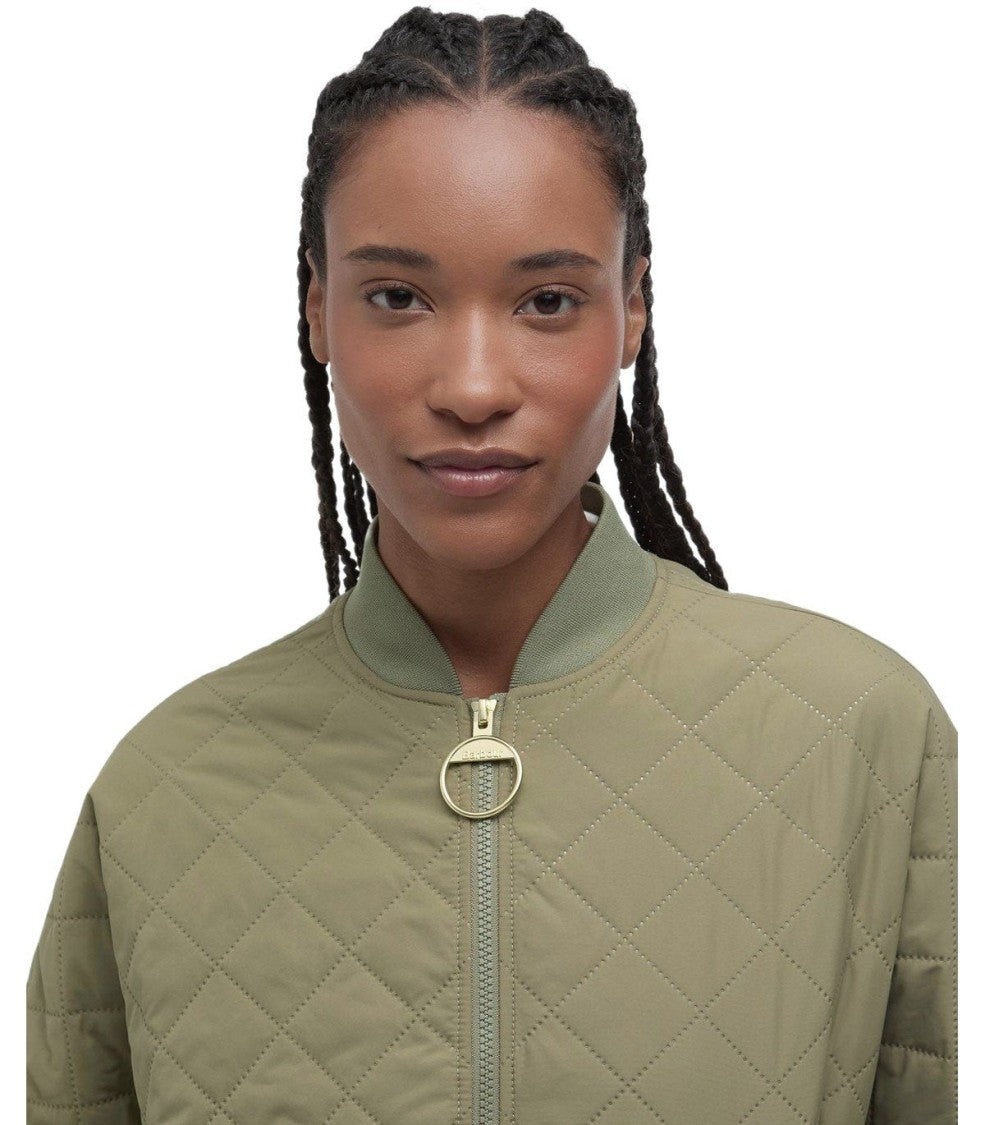 Barbour Emlyn Dusky Green Quilted Bomber Jacket