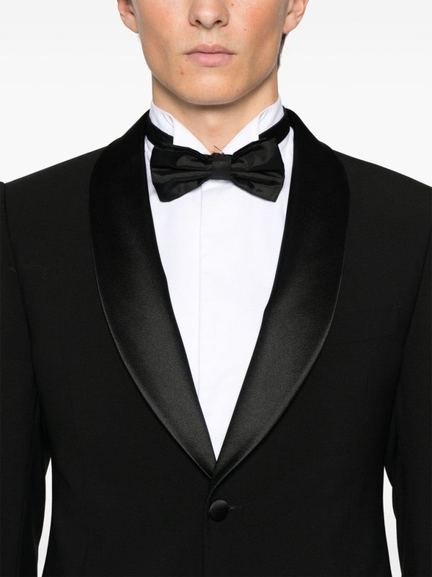 Emporio Armani Tailored Black Virgin Wool Suit With Satin Lapel