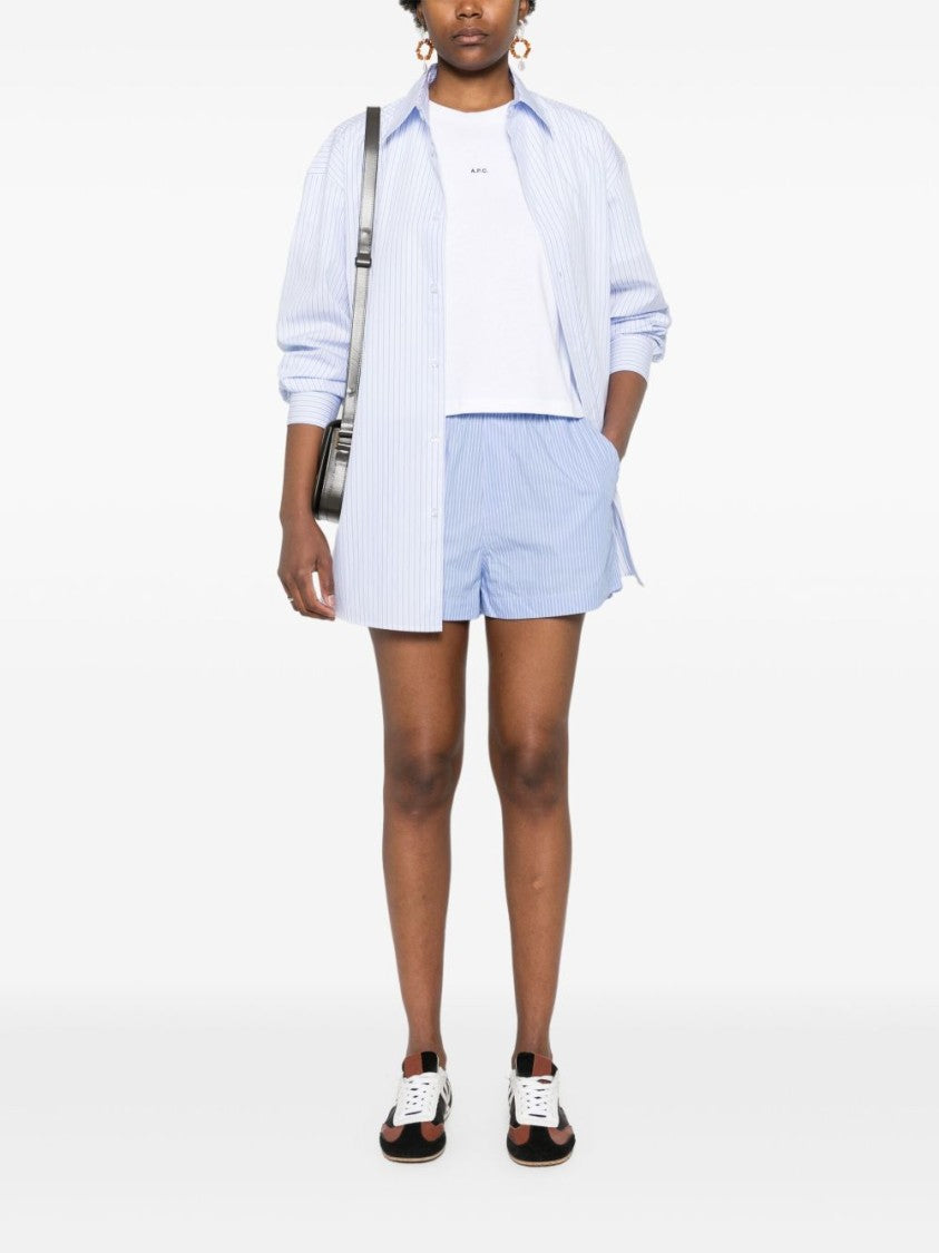 A.P.C. Cropped Off-White Cotton Jersey Crew Neck T-Shirt