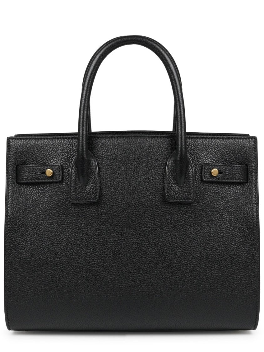 Saint Laurent Pebbled Leather Handbag With Dual Handles
