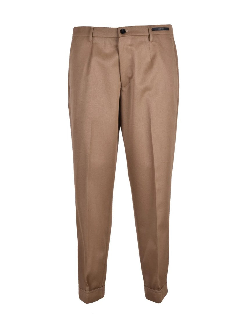 Michael Coal Beige Cuffed Virgin Wool Louis Formal Pants