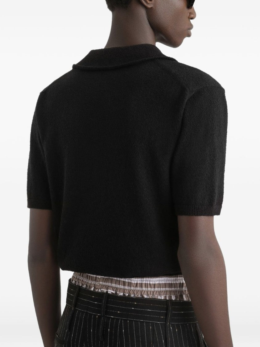 Dolce & Gabbana Black Cotton Blend Fitted Polo Shirt
