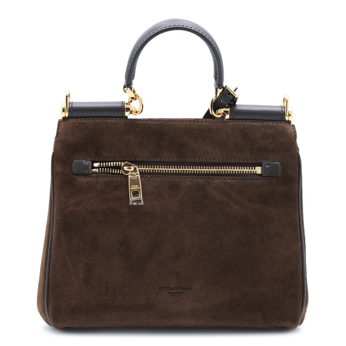 Dolce & Gabbana Structured Handbag With Dark Brown Suede And Black Leather Accents