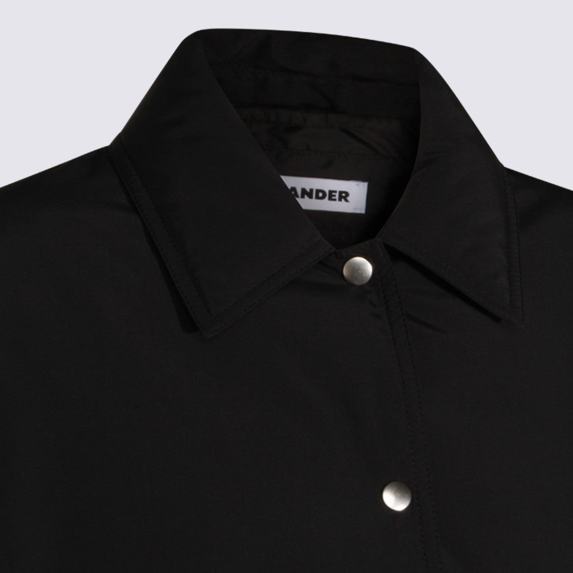 Jil Sander Boxy Black Coat With Classic Collar And Snug Fit