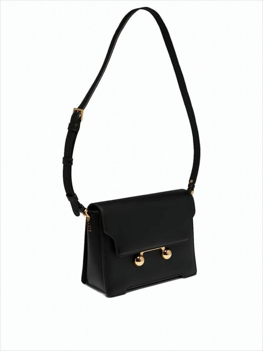 Marni Sleek Rectangular Black Crossbody Bag With Gold-Tone Metal Closure