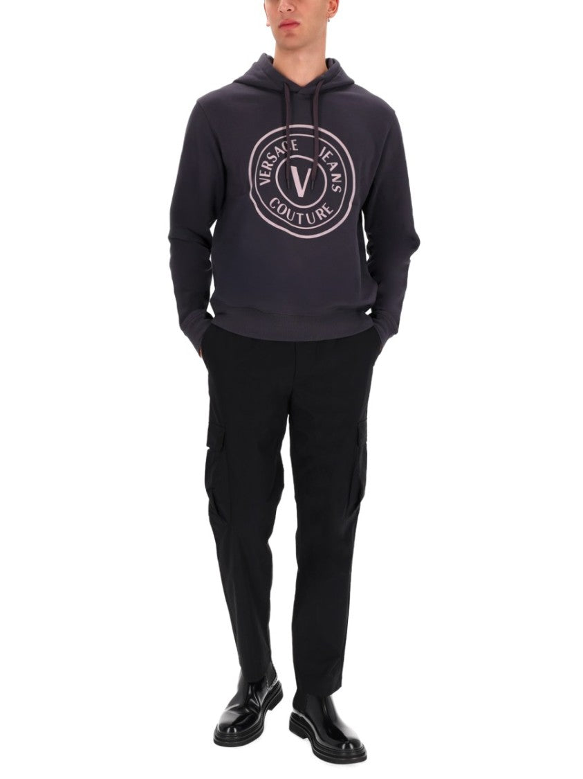 Versace Jeans Couture Hooded Circular Logo Sweatshirt