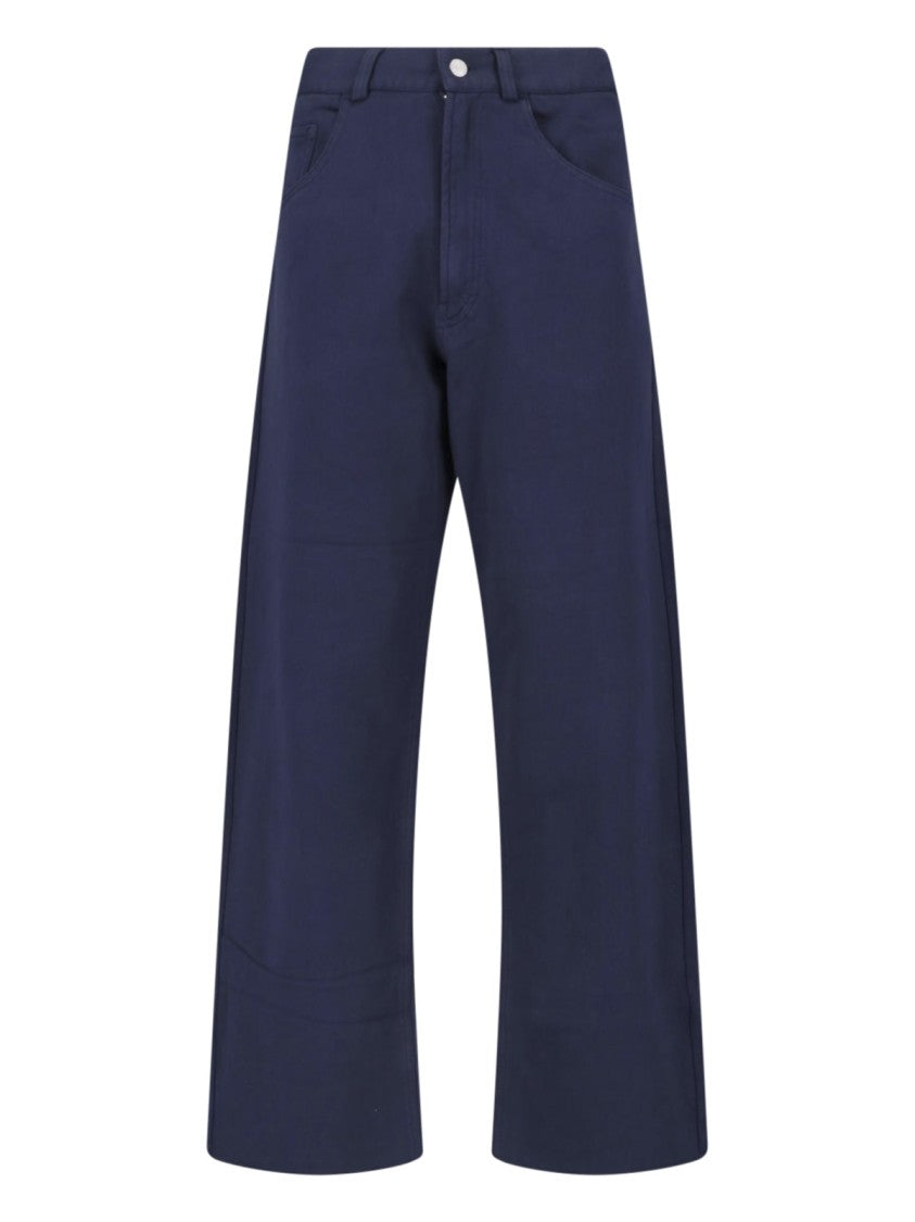 Mm6 By Maison Margiela Blue Cotton Wide-Leg Pants