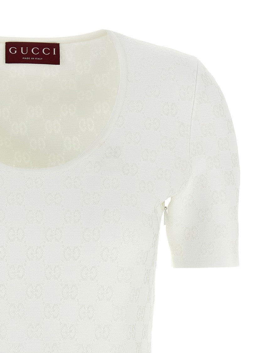 Gucci Viscose Jacquard Mini Dress With Deep Round Neckline