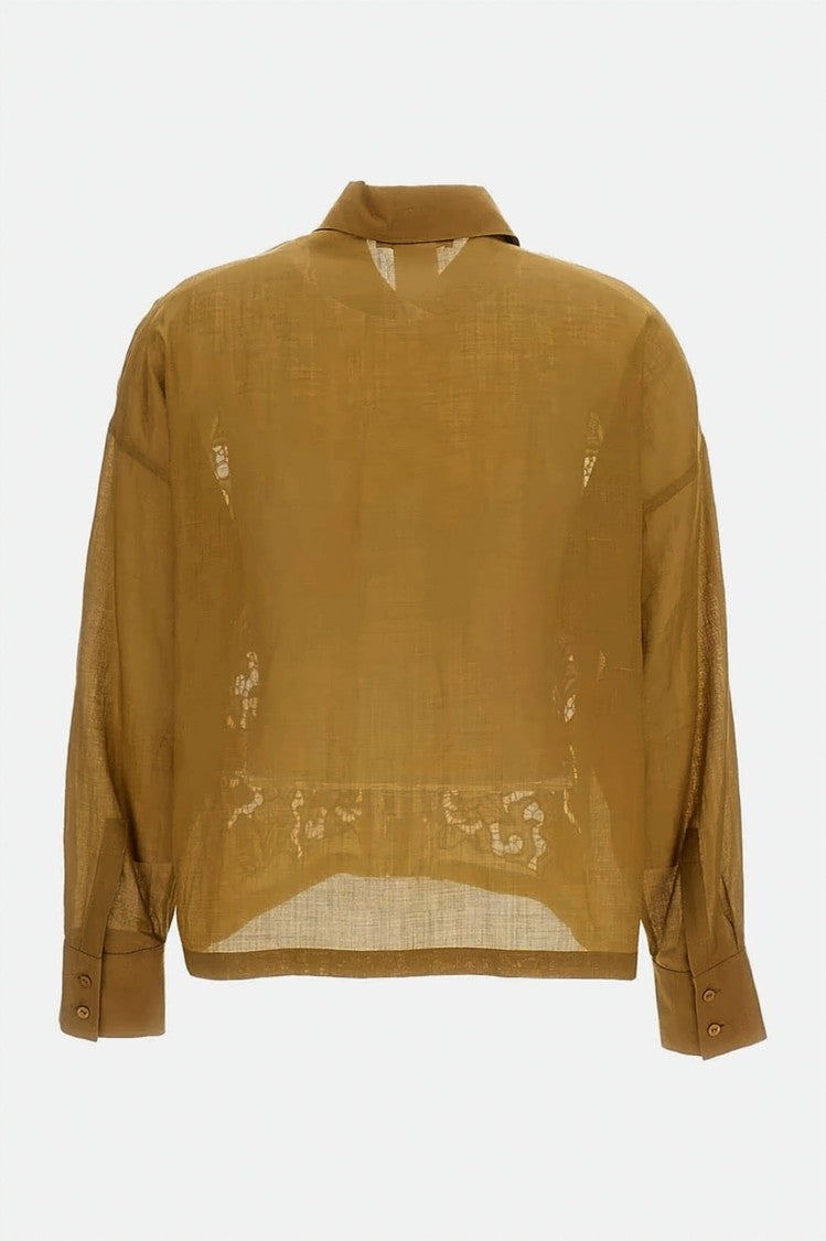Max Mara Cropped Lace Overlay Shirt With Sheer Back