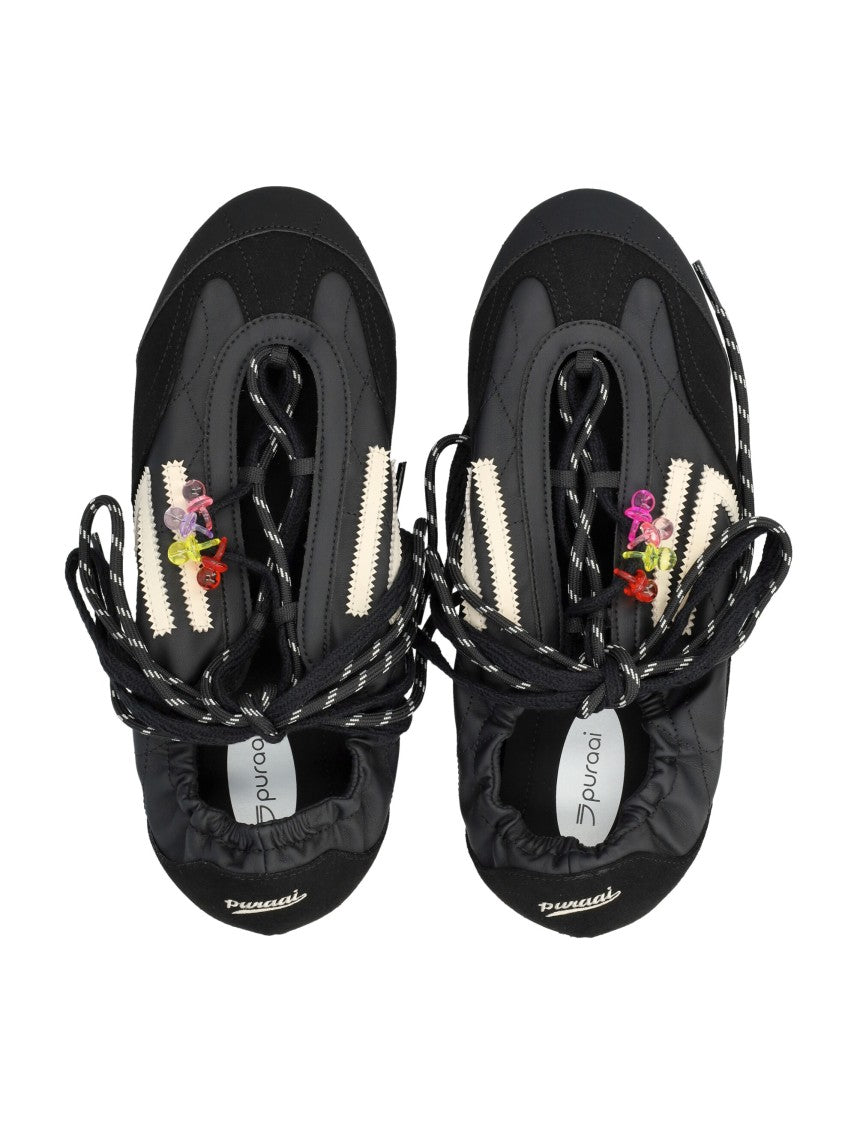 Puraai Vegan Leather Sneakers With Double Lace System And Rubber Outsole