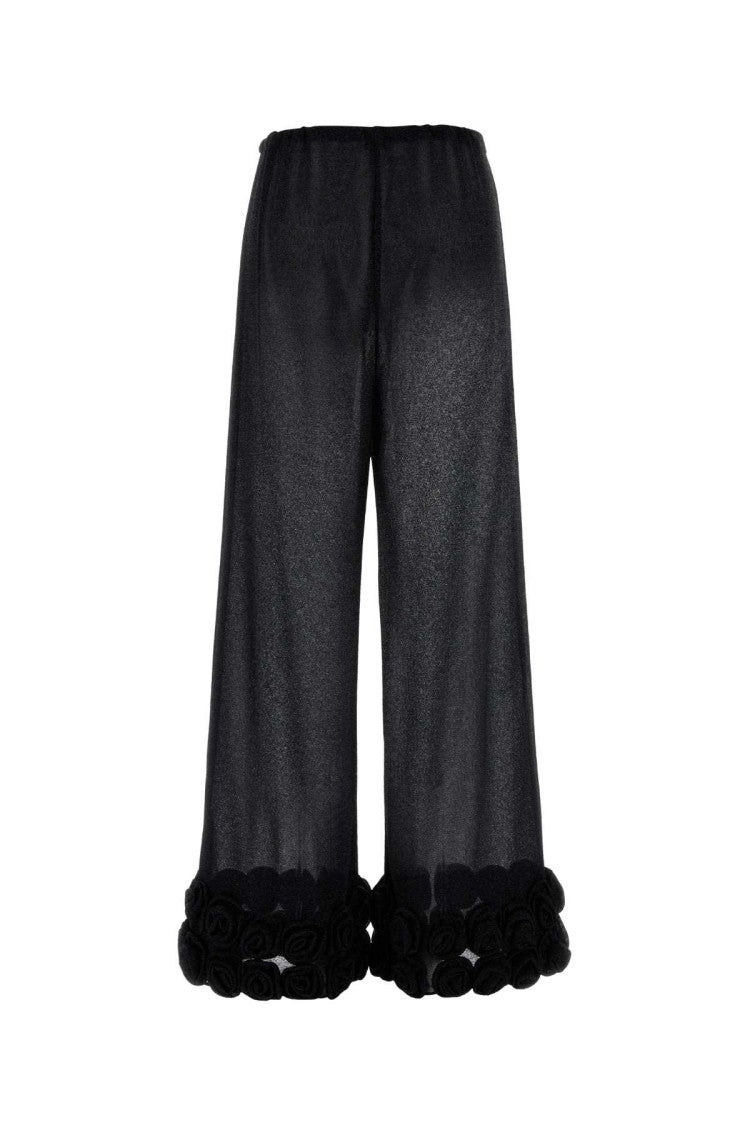 Oséree Black Nylon Wide-Leg Pant