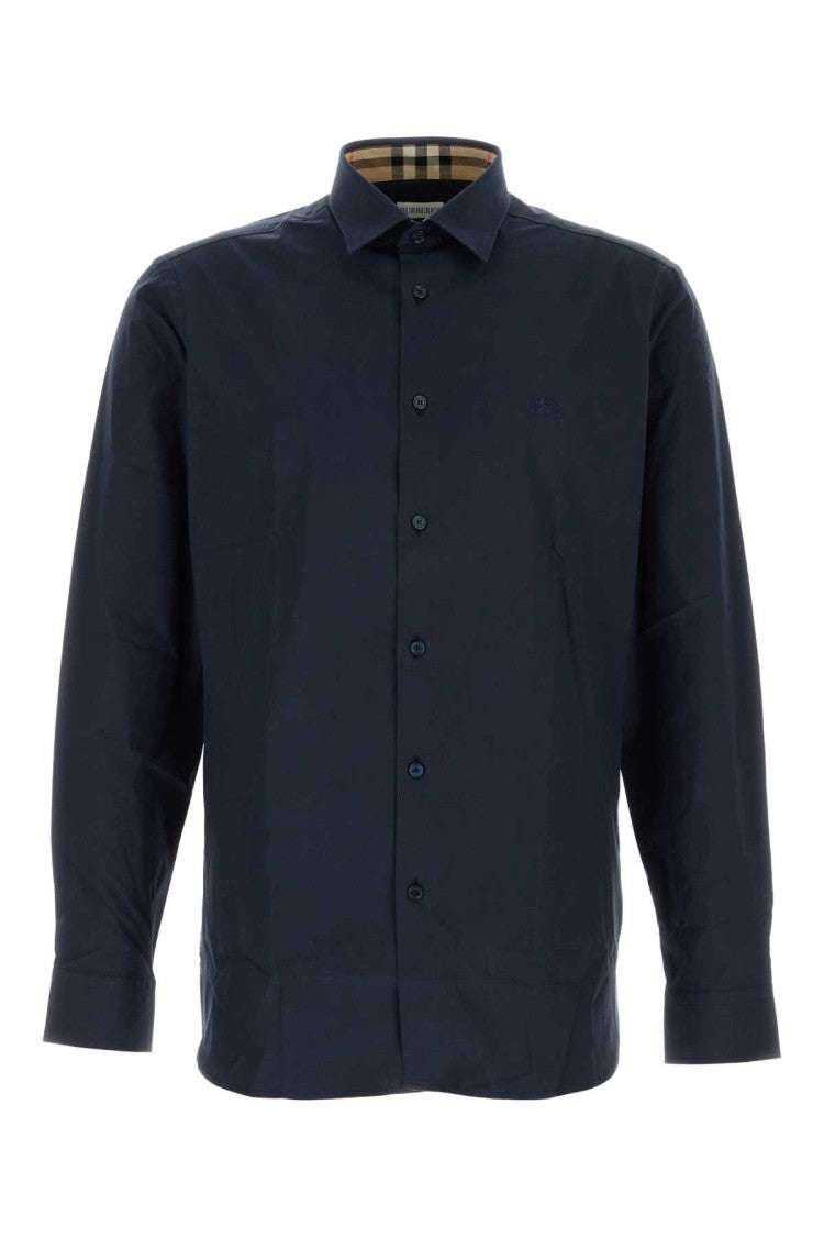 Burberry Navy Blue Stretch Poplin Shirt