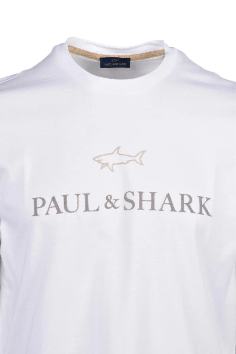 Paul & Shark White Cotton Men T-Shirt