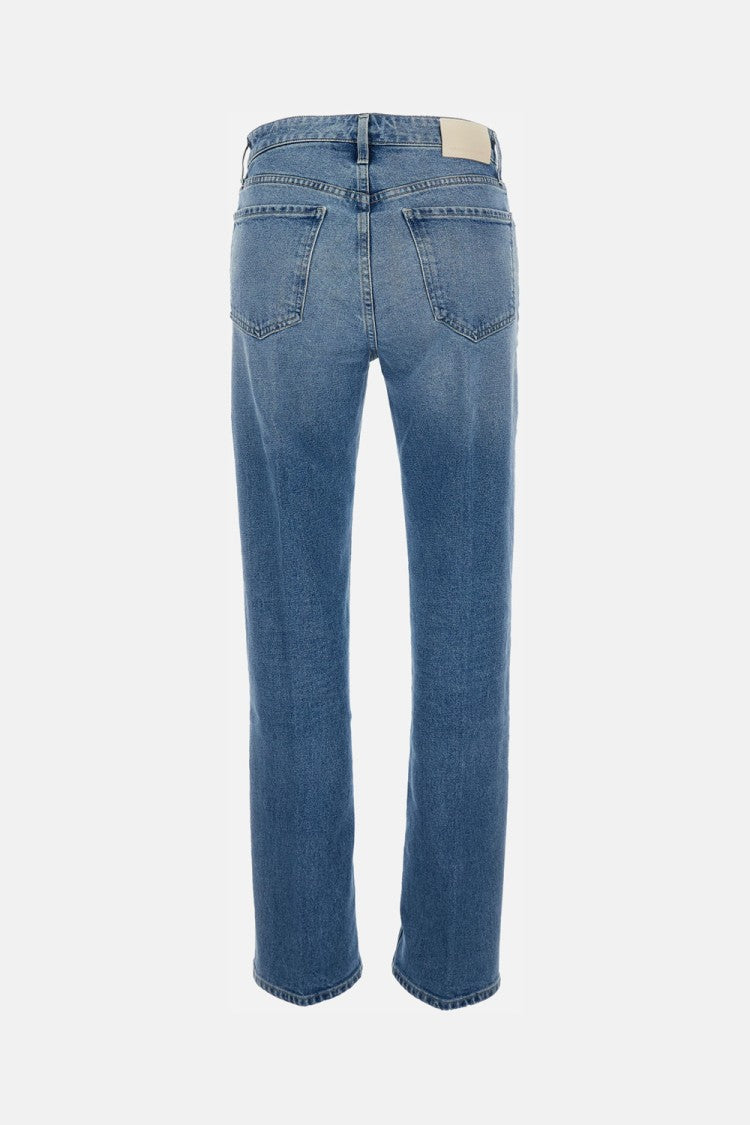 Citizens Of Humanity Wide Leg Light Blue Denim Jeans With Five-Pocket Design