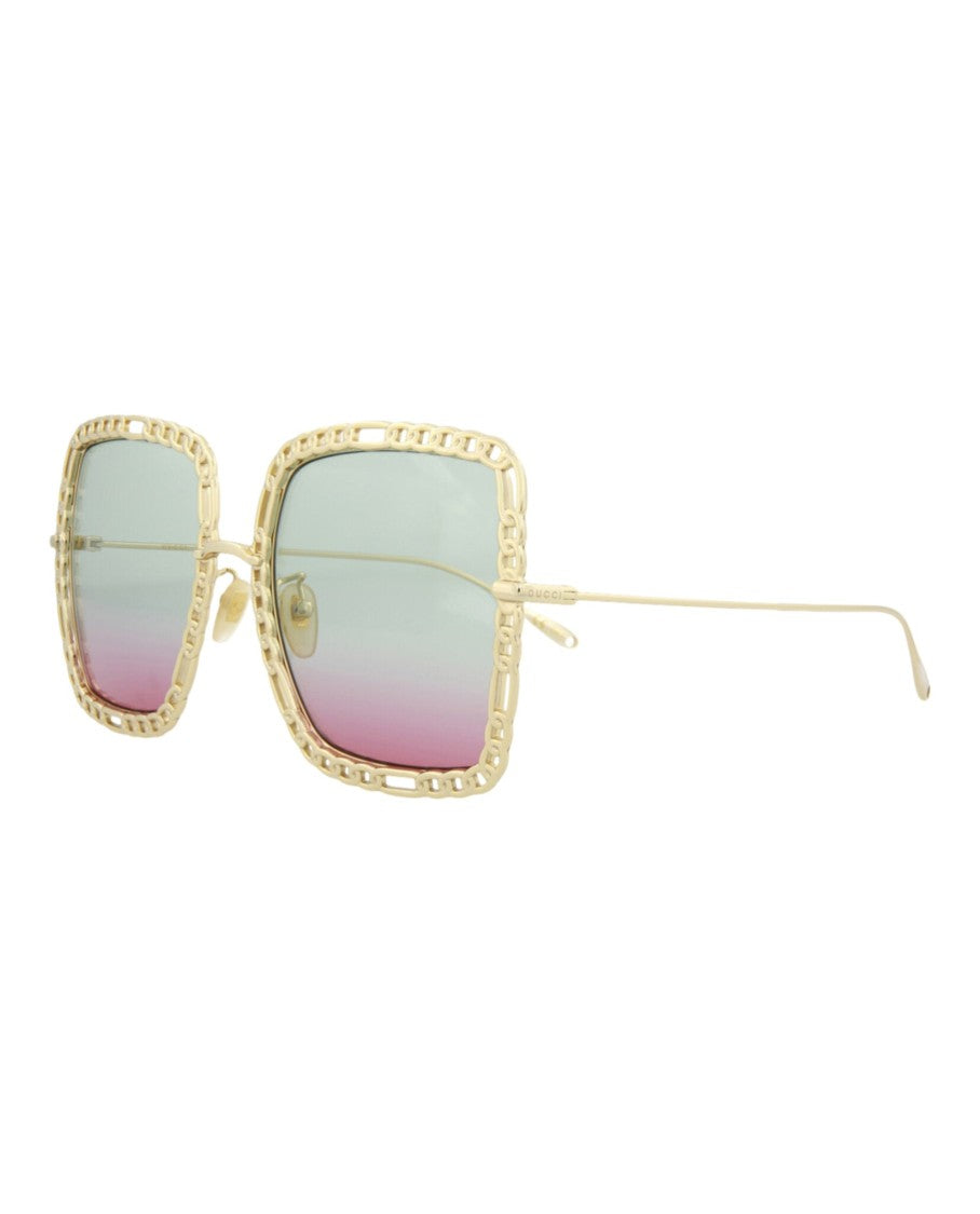 Gucci Square-Frame Metal Sunglasses