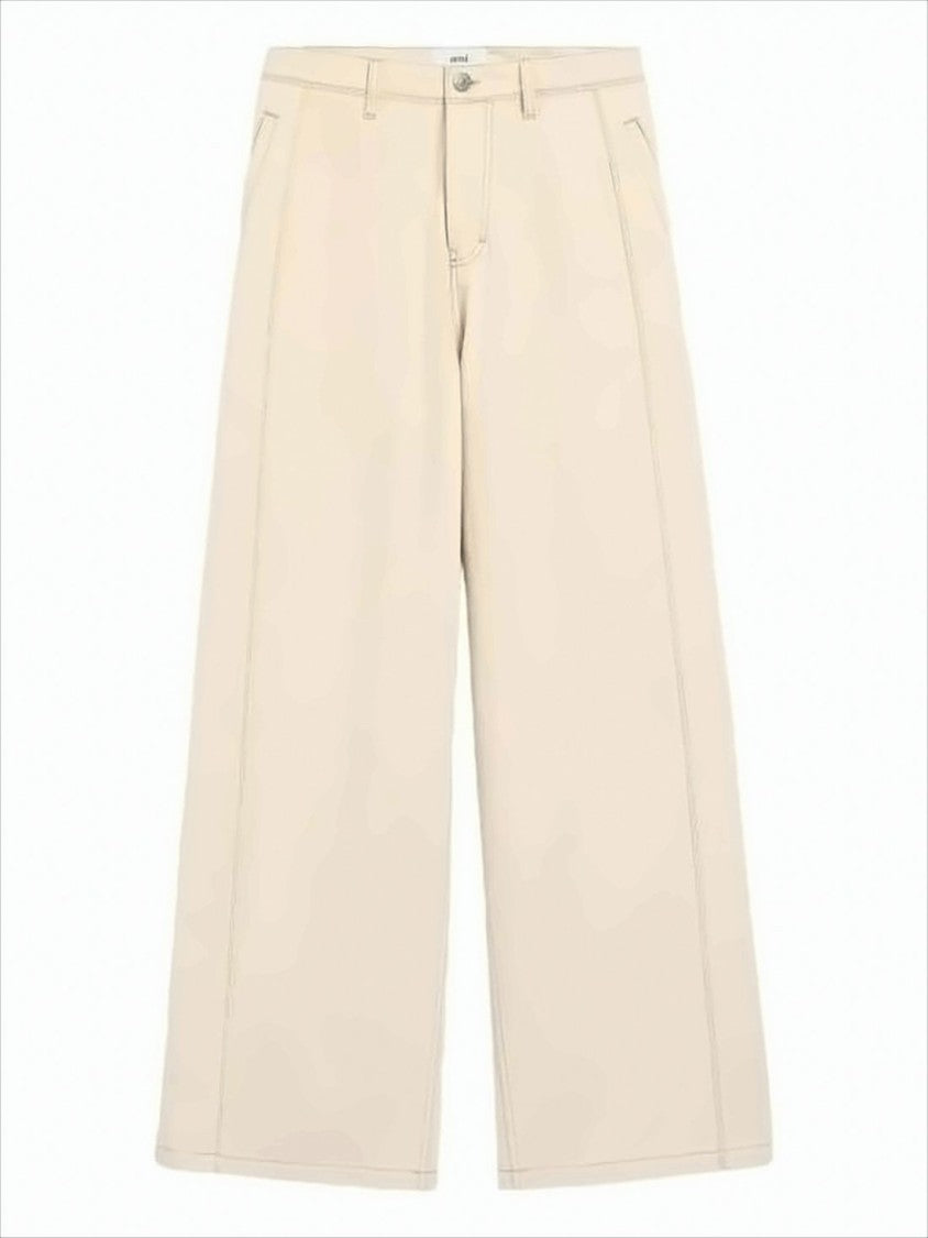 Ami High-Waisted Wide-Leg Denim Pants