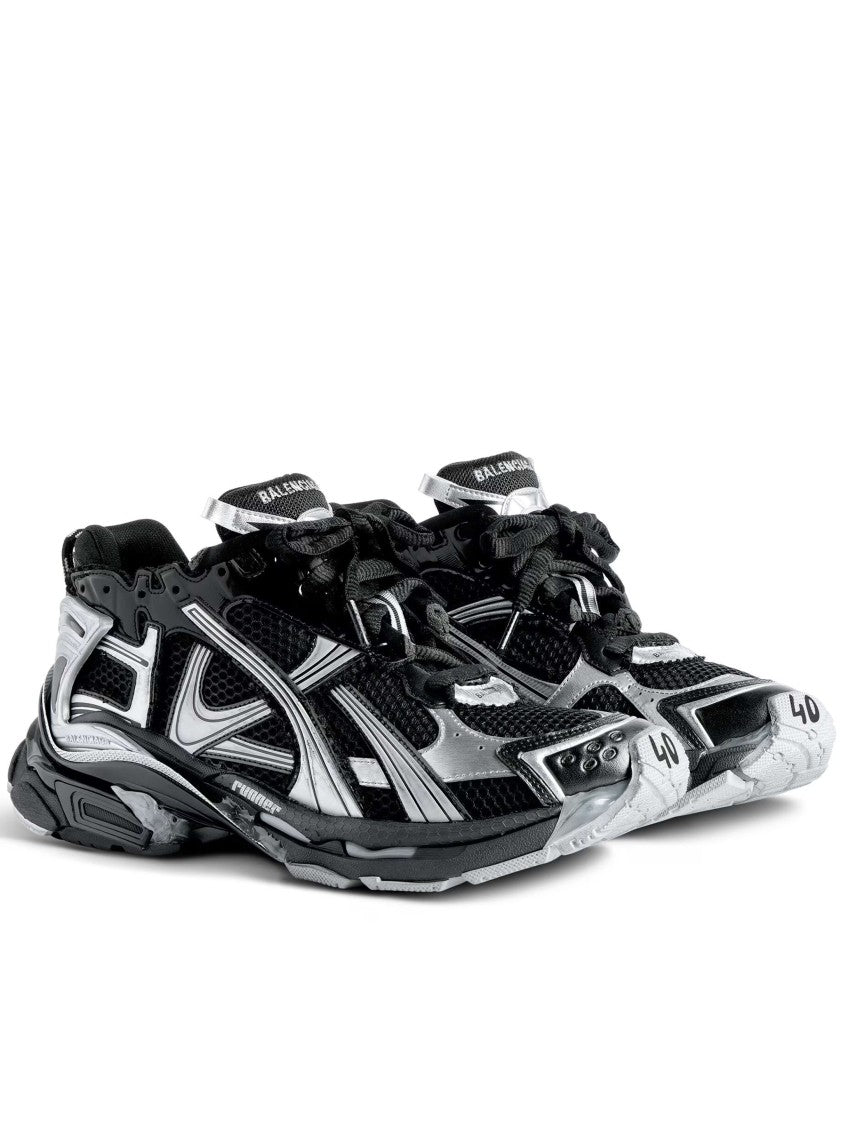 Balenciaga Black/Silver Runner Mesh Chunky Sneakers