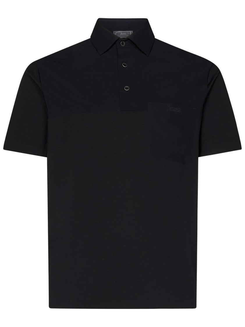 Herno Short-Sleeved Black Polo Shirt
