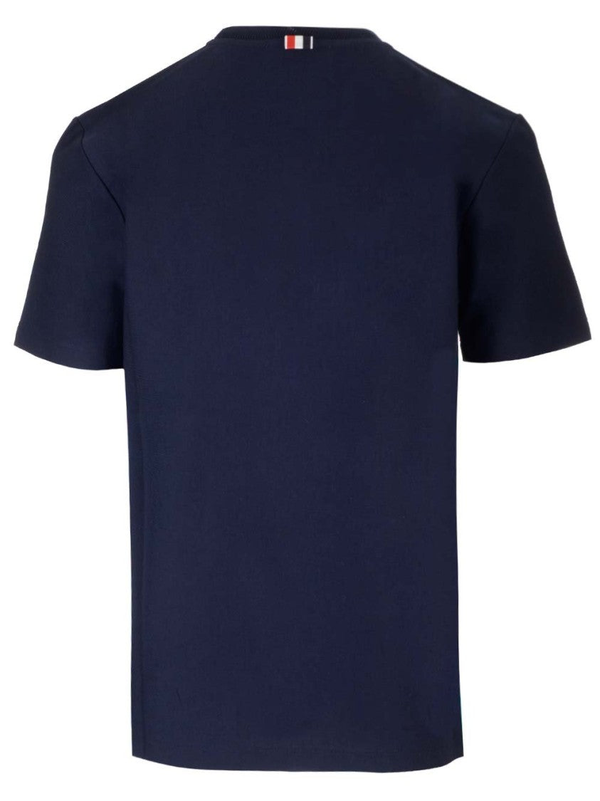 Thom Browne Black Short-Sleeved T-Shirt With Unique Stripe Detail