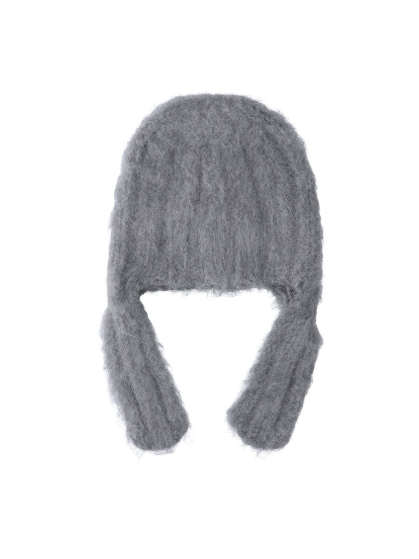 Maison Margiela Brushed Alpaca Wool Knit Hat With Ribbed Earflaps
