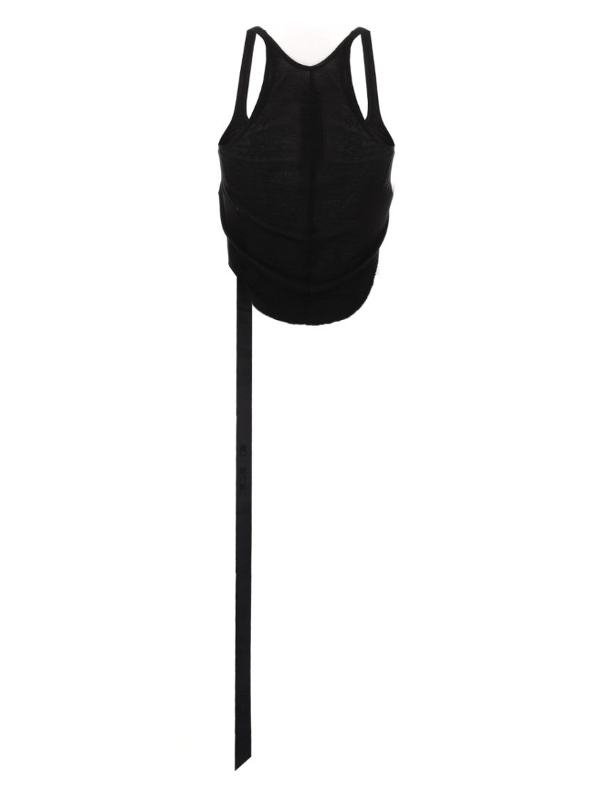 Drkshdw By Rick Owens Neutrals Scoop Neck Long Fabric Tie Tank Top