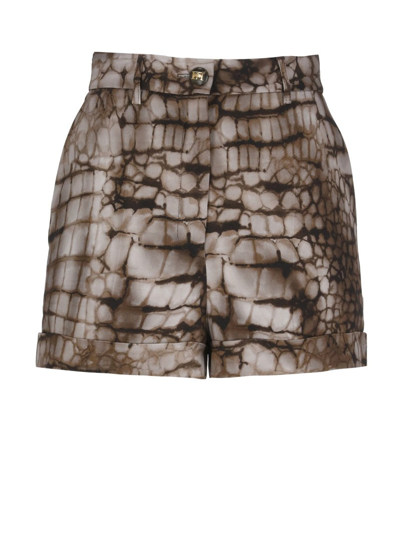 Elisabetta Franchi Brown Viscose Animalier Shorts