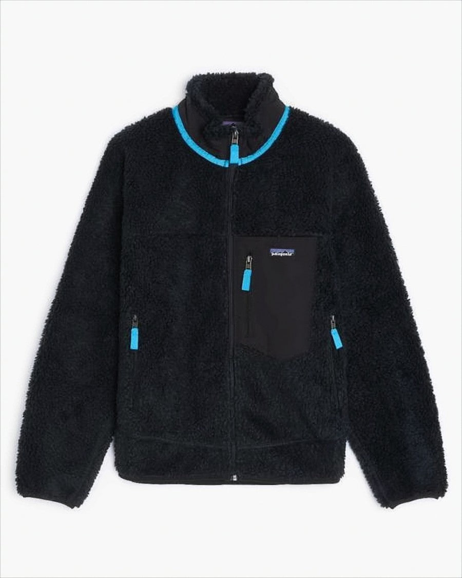 Patagonia Textured Black Zip-Up Jacket With High Collar