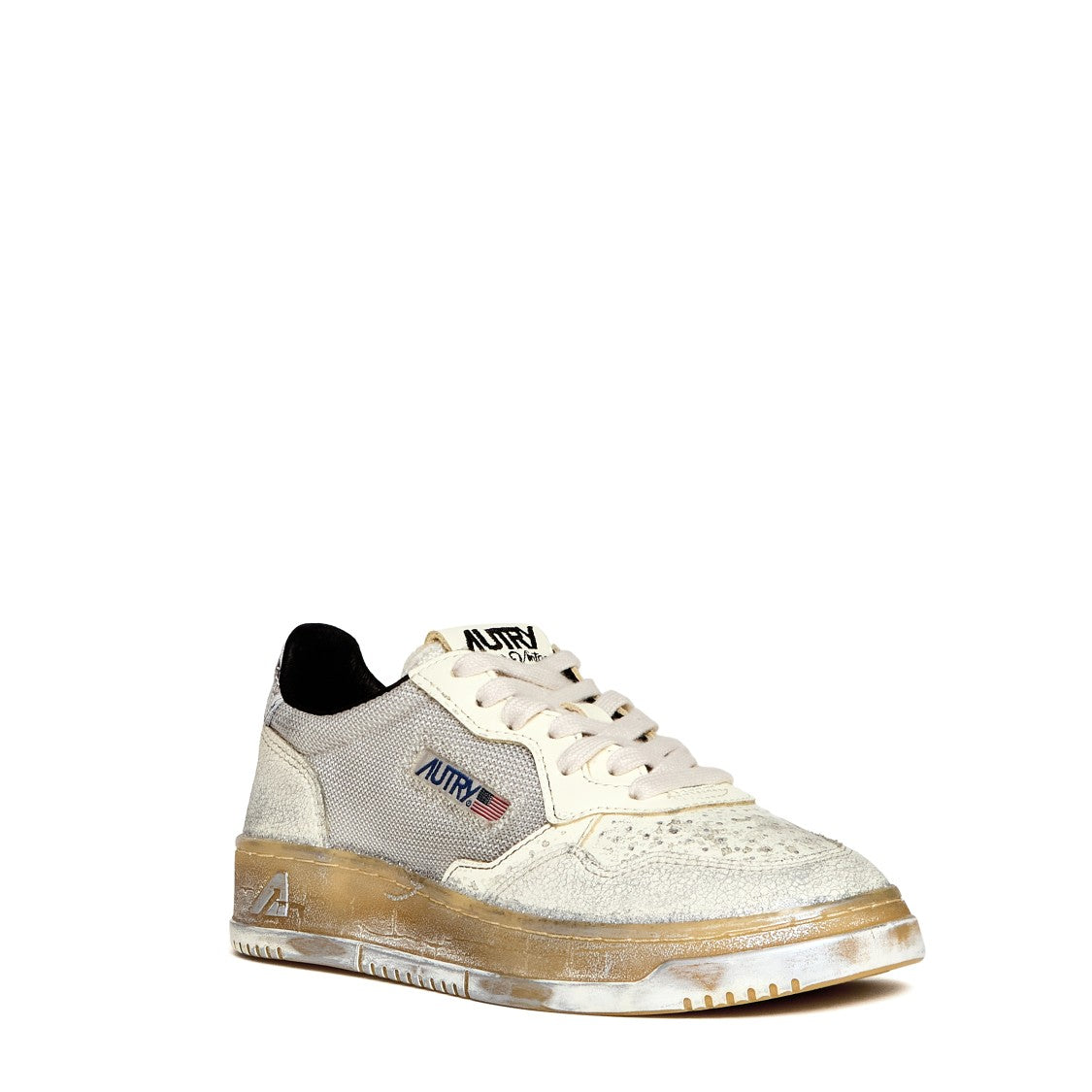 Autry White Black Silver Vintage Leather Medalist Low Sneakers