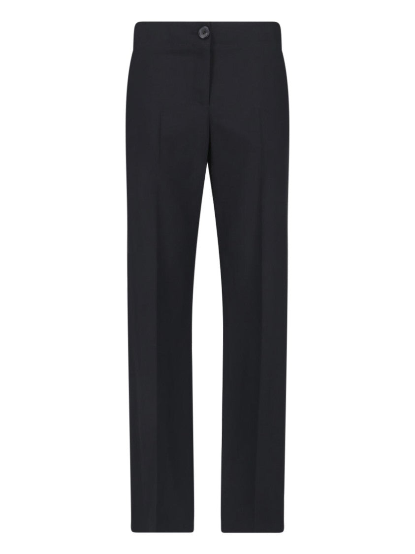 Khaite Black Virgin Wool Mita Straight-Leg Pants