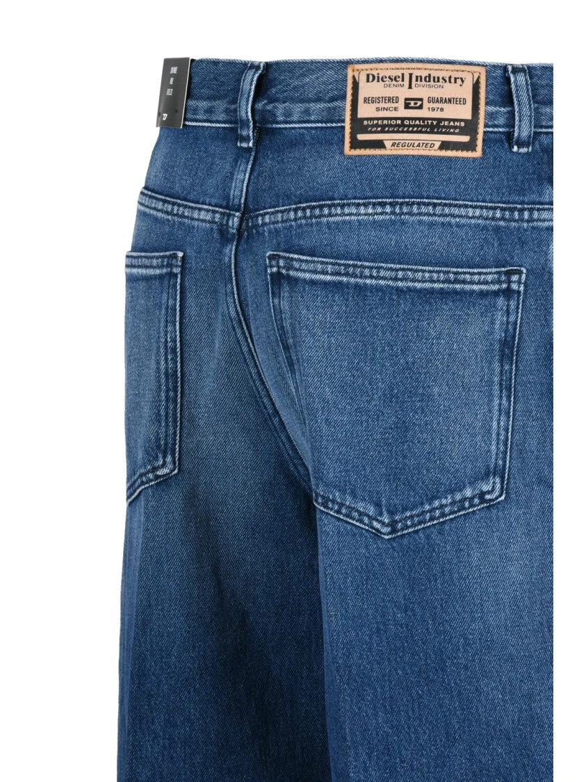 Diesel Blue Faded Wide-Leg Jeans
