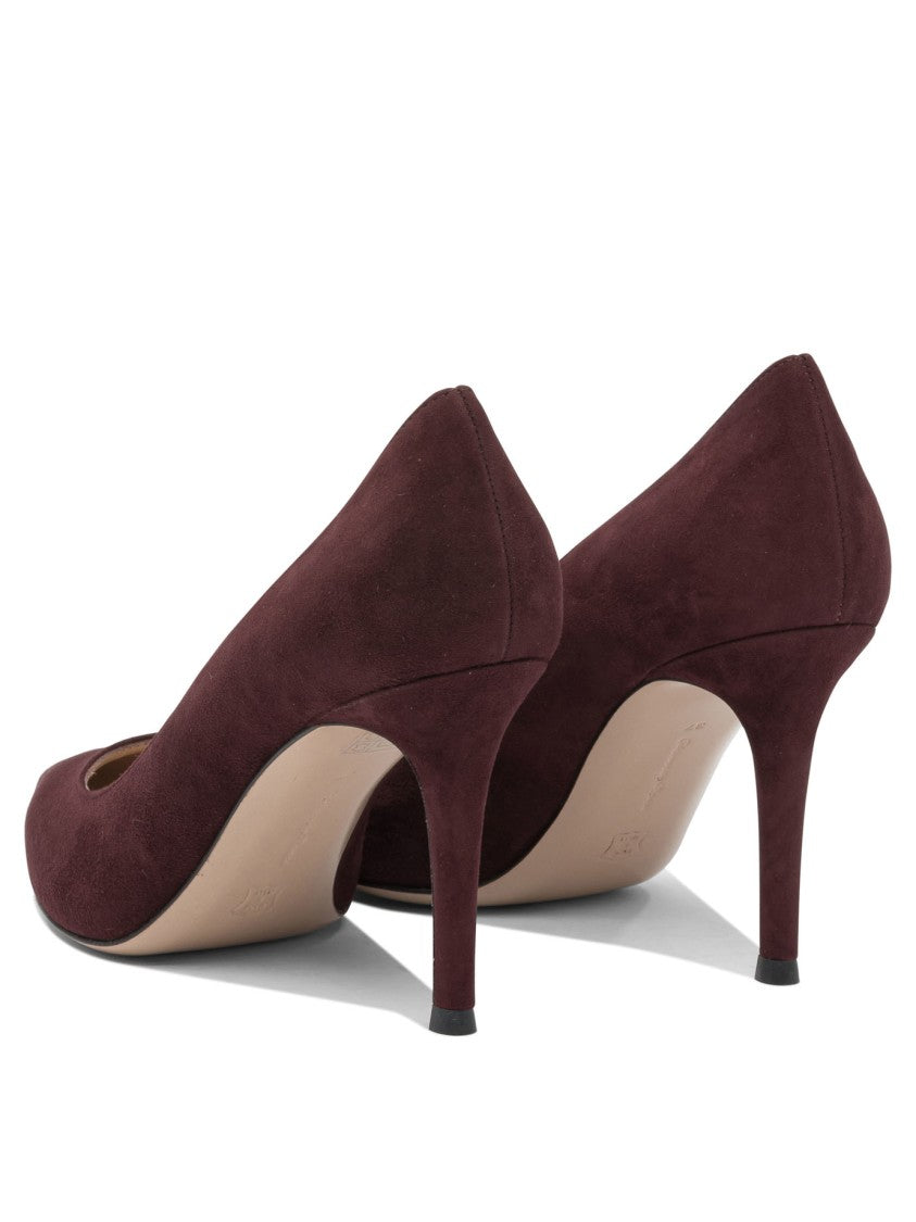 Gianvito Rossi Pointed Toe Burgundy Suede Pumps