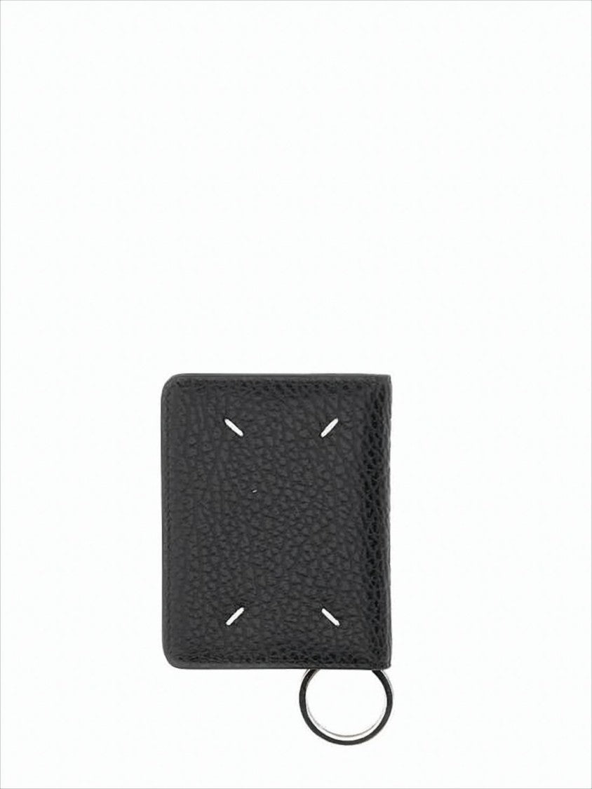 Maison Margiela Textured Calf Leather Card Wallet With Keyring