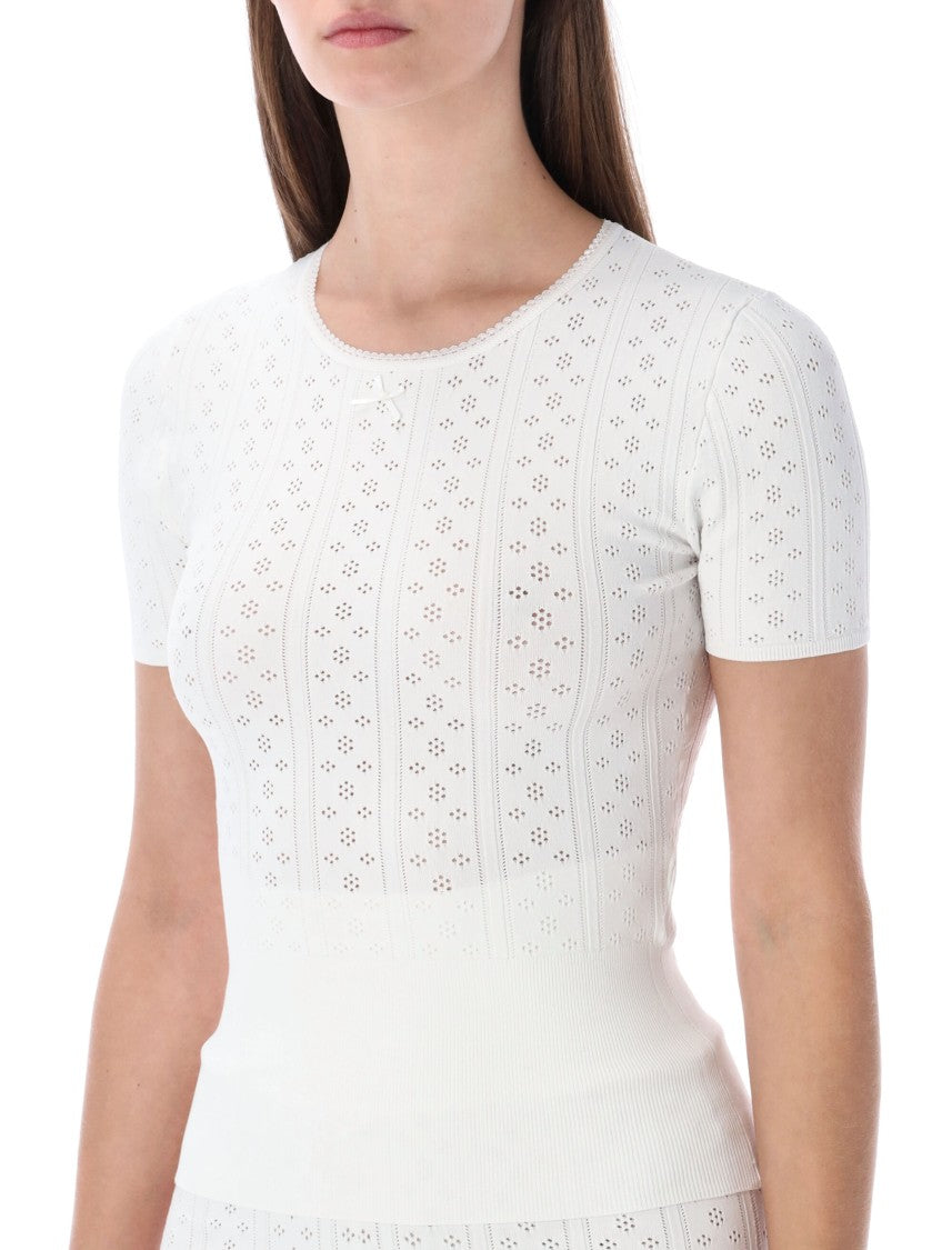 J. W. Anderson Pointelle Knit T-Shirt With Scalloped Neckline