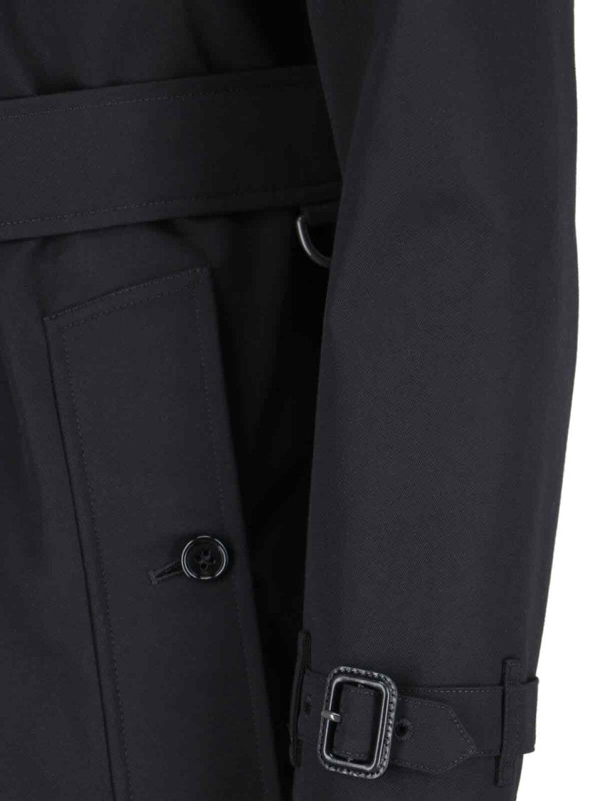 Burberry Double-Breasted "Kensington" Trench Coat – Black