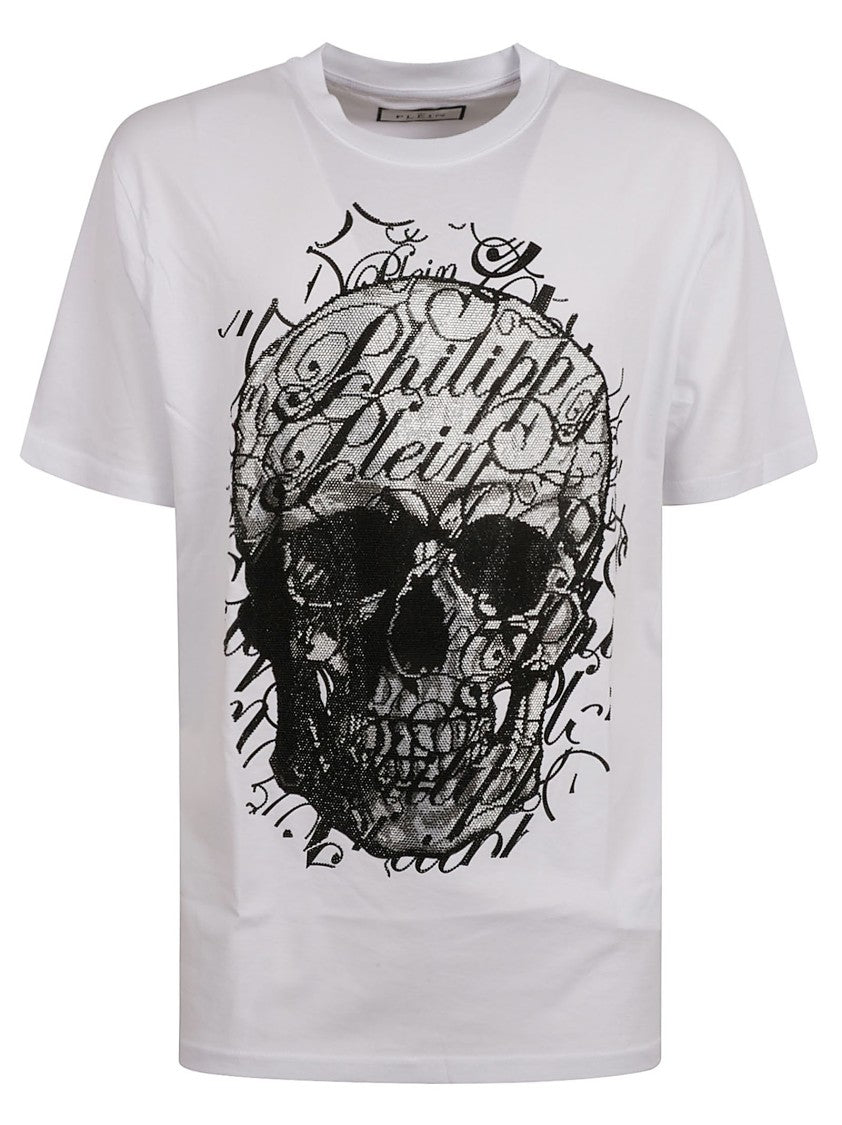 Philipp Plein Skull Graphic White Cotton T-Shirt