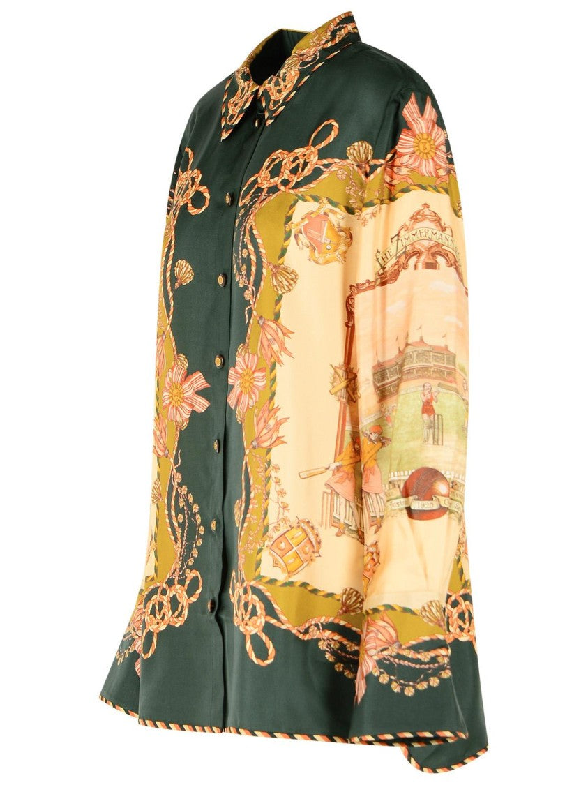 Zimmermann 'Valiant' Green Silk Shirt