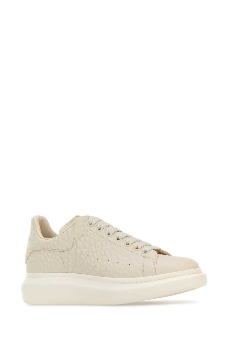 Alexander Mcqueen Ivory Leather Sneakers With Ivory Leather Heel