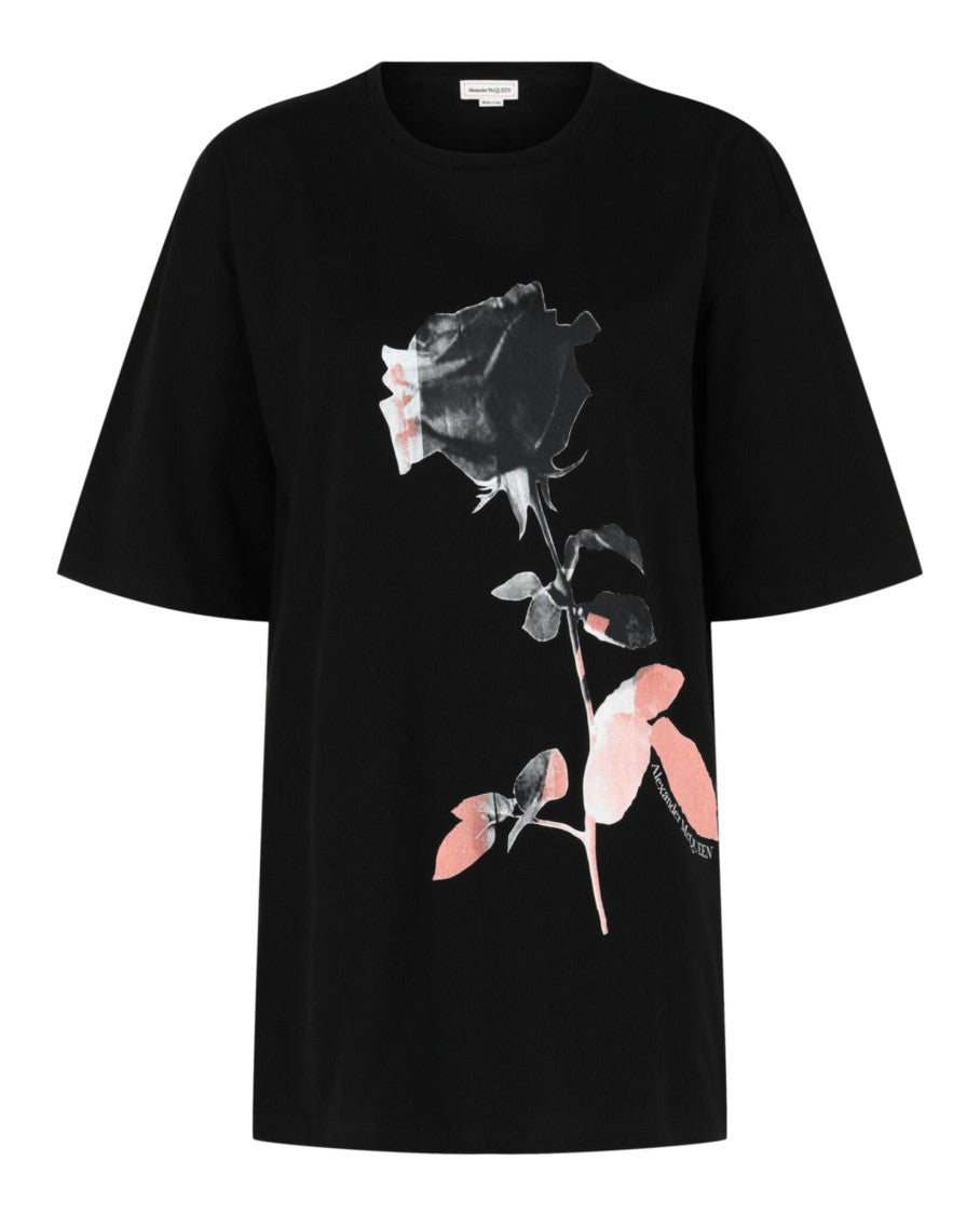 Alexander Mcqueen Rose Print Graphic T-Shirt